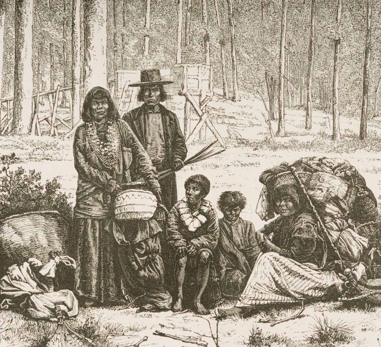 Indianfamiljegrupp väster om Klippiga bergen, ca 1880 av Reverend Samuel Manning