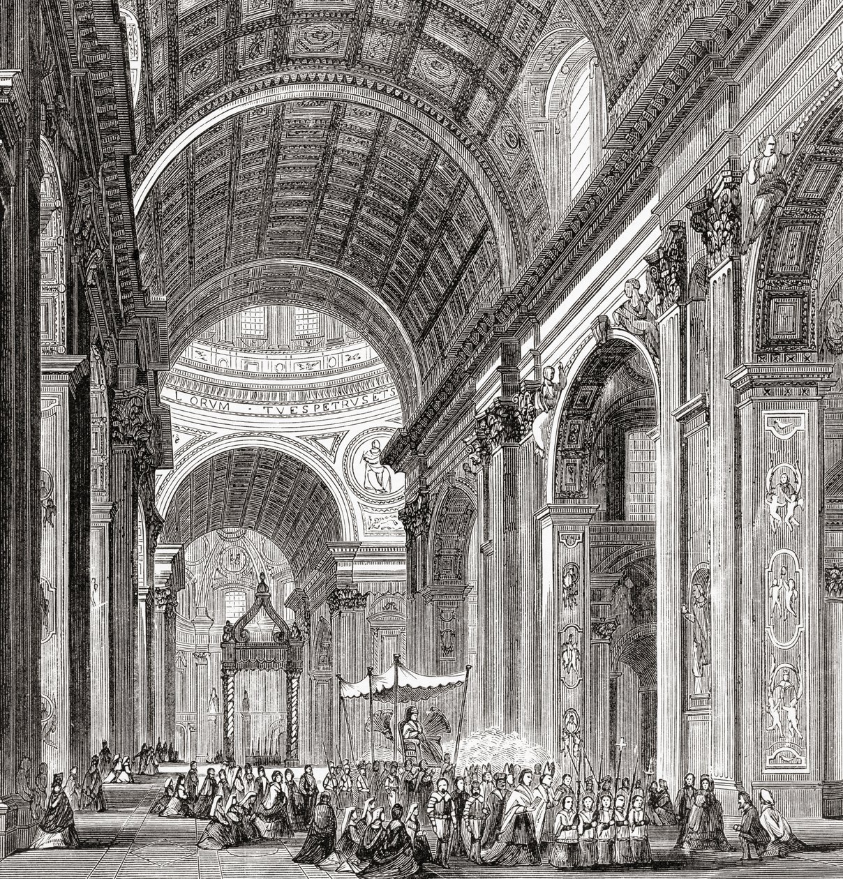 En procession inne i Peterskyrkan, Vatikanstaten, Rom, Italien i slutet av 1800-talet. Från Italian Pictures av Rev. Samuel Manning, publicerad ca 1890. av Reverend Samuel Manning