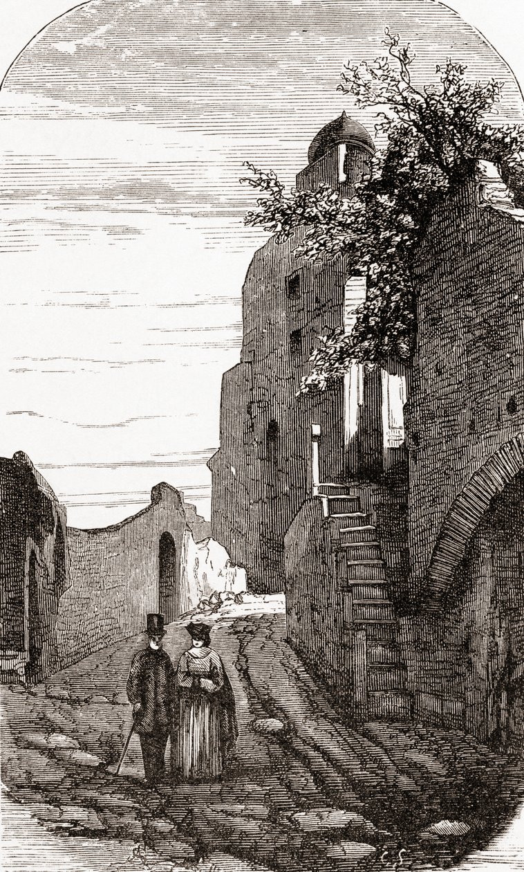 Clivus Victoria på Palatinkullen, Rom, Italien i slutet av 1800-talet. Ur Italian Pictures av Rev. Samuel Manning, utgiven ca 1890. av Reverend Samuel Manning