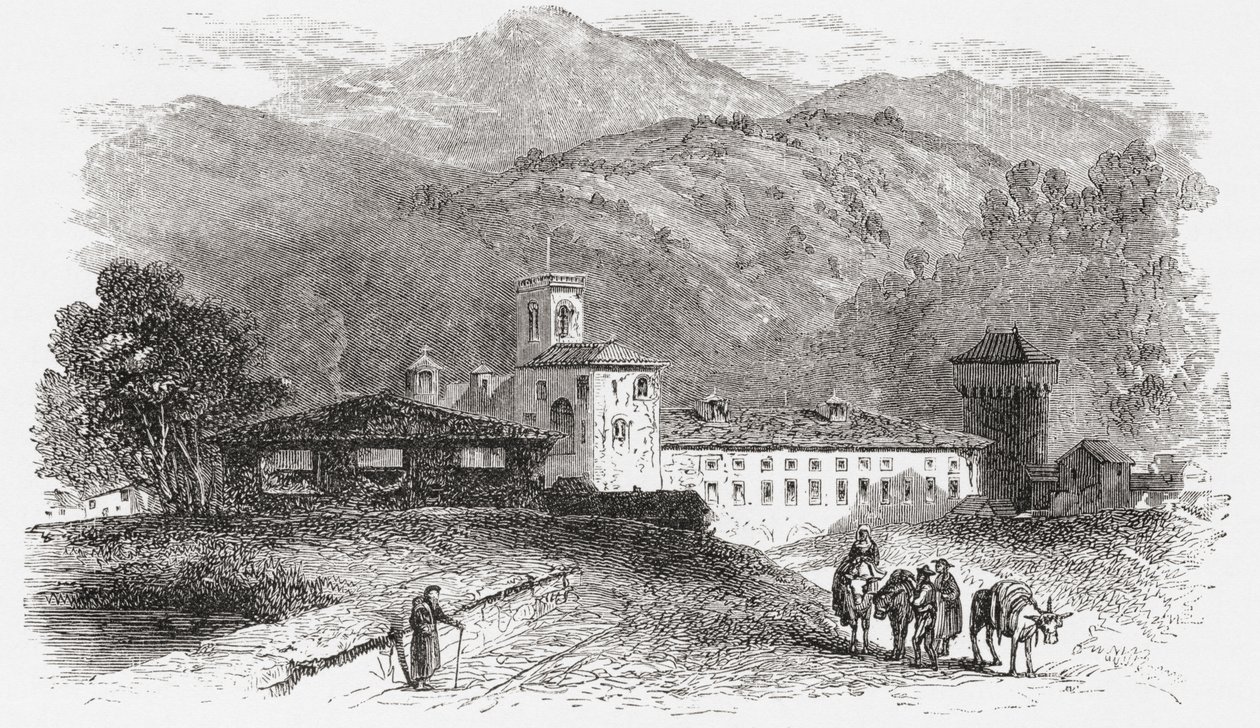 Klostret i Vallombrosa, Florens, Italien i slutet av 1800-talet. Från Italian Pictures av Rev. Samuel Manning, publicerad ca 1890. av Reverend Samuel Manning