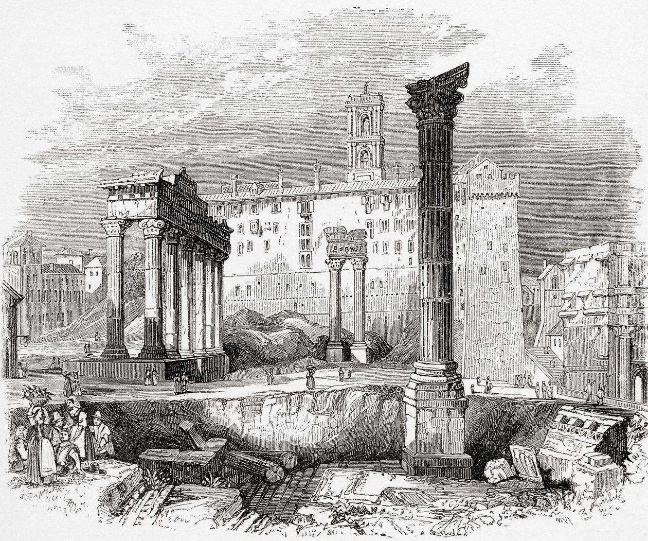 På Forum, med utsikt mot Capitolium, Rom, Italien i slutet av 1800-talet. Från Italian Pictures av Rev. Samuel Manning, utgiven ca 1890. av Reverend Samuel Manning