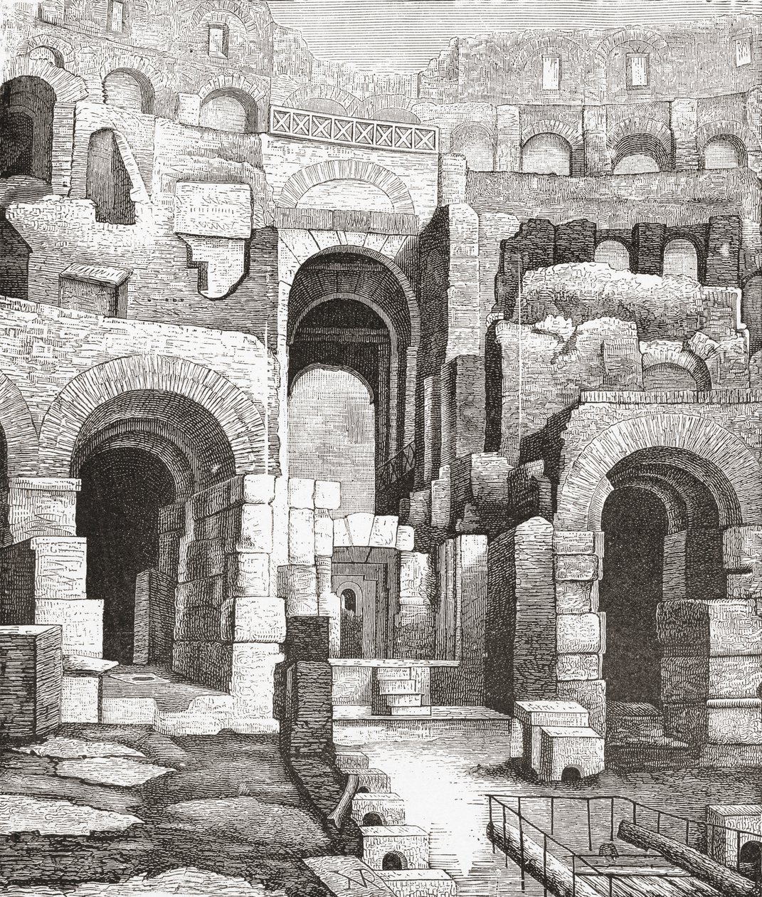 Interiör från Colosseum, Rom, Italien efter utgrävningarna 1874. Från Italian Pictures av Rev. Samuel Manning, utgiven ca 1890. av Reverend Samuel Manning