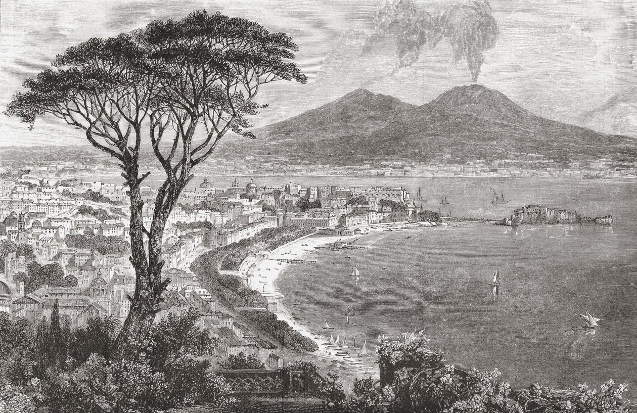 Neapel och Vesuvius, Italien i slutet av 1800-talet. Från Italian Pictures av Rev. Samuel Manning, publicerad ca 1890. av Reverend Samuel Manning