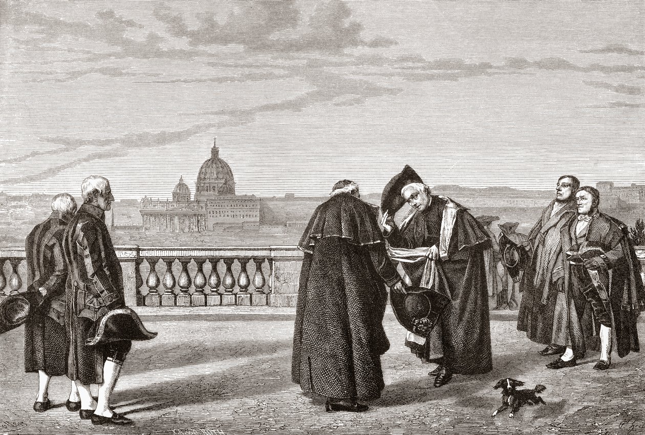 På Pincian Hill, Rom, Italien, med S:t Peterskyrkan i bakgrunden i slutet av 1800-talet. Från Italian Pictures av Rev. Samuel Manning, publicerad ca 1890. av Reverend Samuel Manning
