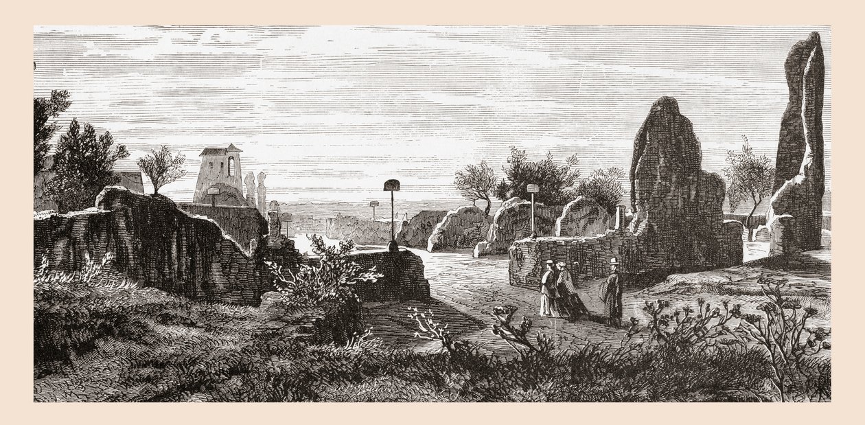 Ruinerna av Caesarernas palats, Palatinkullen, Rom, Italien i slutet av 1800-talet. Från Italian Pictures av Rev. Samuel Manning, publicerad ca 1890. av Reverend Samuel Manning