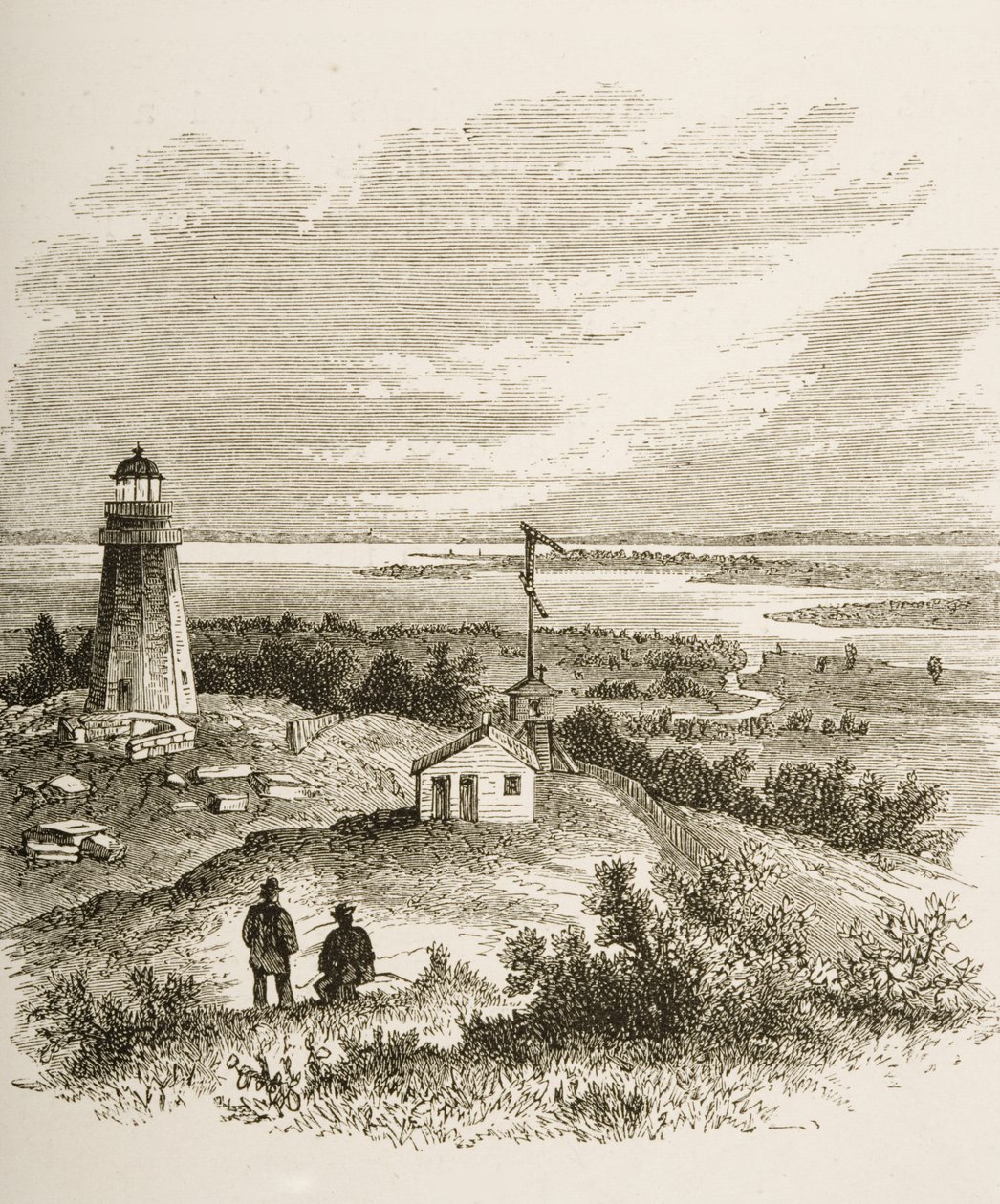 Sandy Hook New Jersey, sett från fyren på 1870-talet, ca 1880 av Reverend Samuel Manning