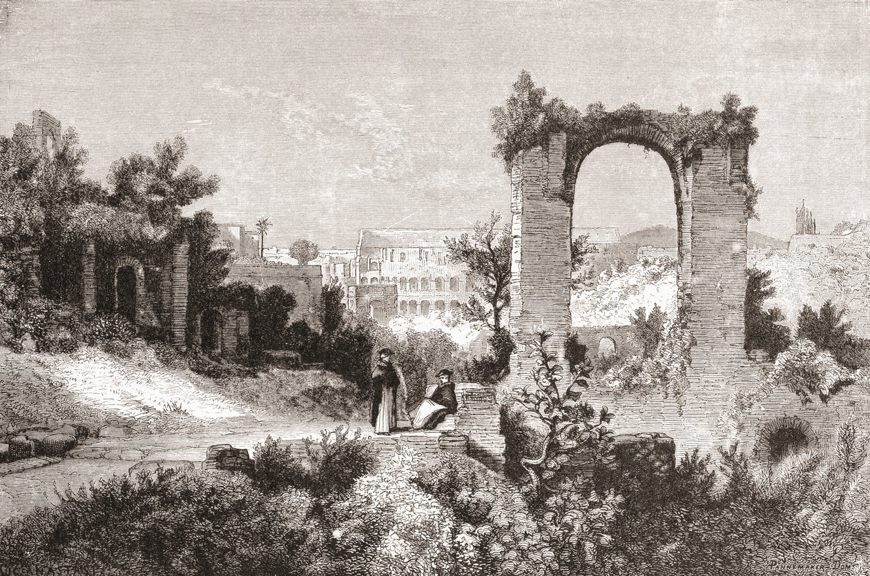 Palatinen från Aventinkullen, Rom, Italien i slutet av 1800-talet. Ur Italian Pictures av Rev. Samuel Manning, utgiven ca 1890. av Reverend Samuel Manning