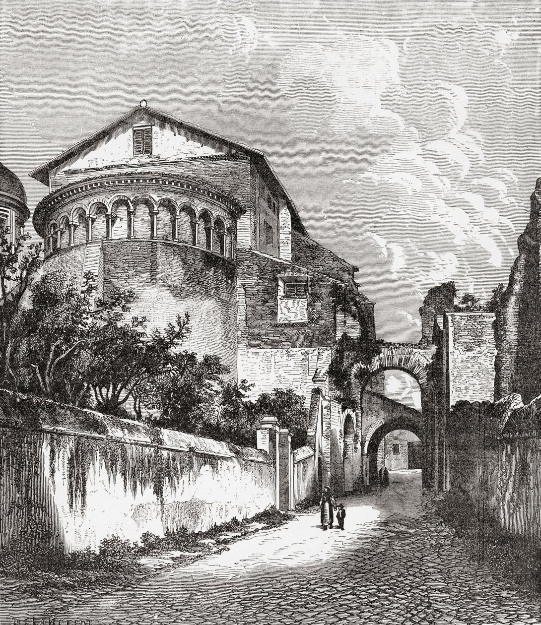 Kyrkan Santi Giovanni e Paolo, Celian Hill, Rom, Italien i slutet av 1800-talet. Ur Italian Pictures av Rev. Samuel Manning, utgiven ca 1890. av Reverend Samuel Manning