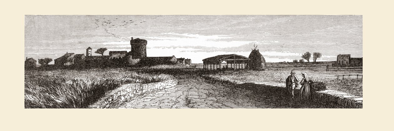 Landsbygden nära Ostia, Rom, Italien i slutet av 1800-talet. Från Italian Pictures av Rev. Samuel Manning, utgiven ca 1890. av Reverend Samuel Manning