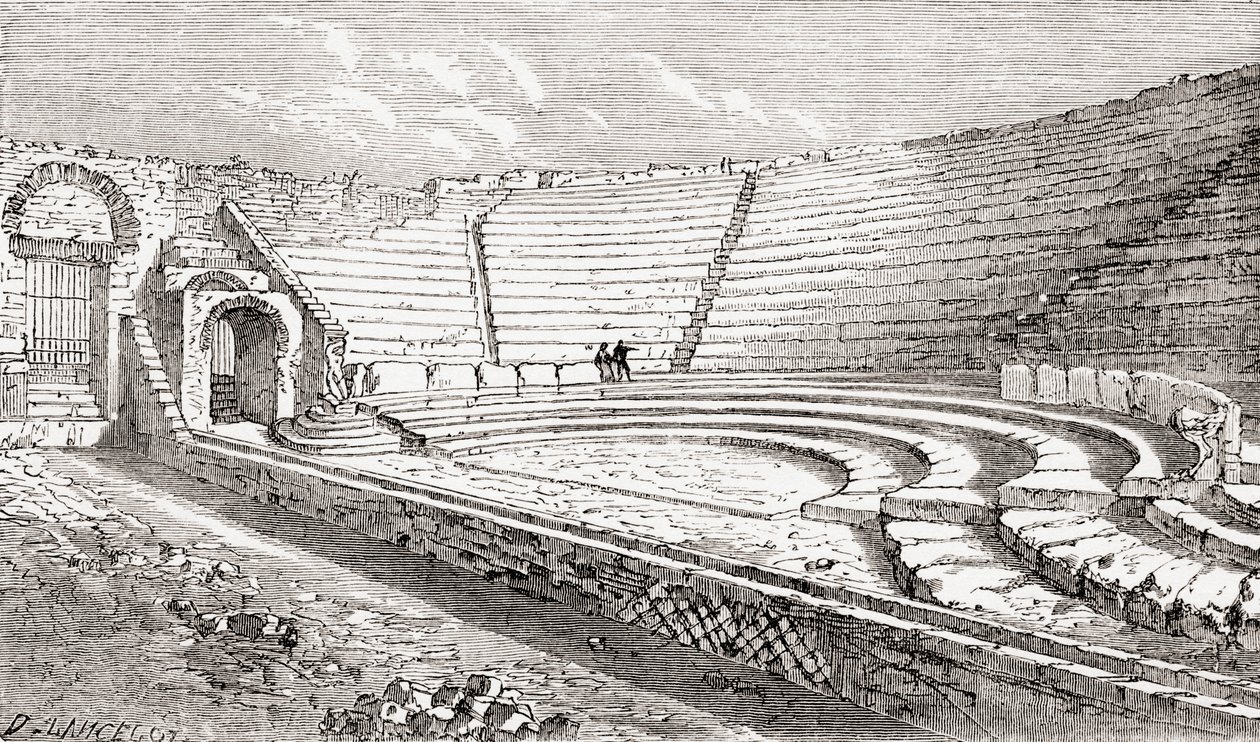 Den lilla teatern, Pompeji, Neapel, Italien Från Italian Pictures av Rev. Samuel Manning, utgiven ca 1890. av Reverend Samuel Manning