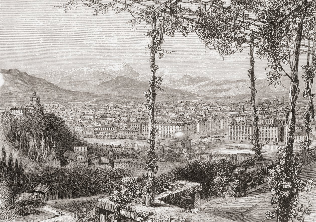Turin, Italien i slutet av 1800-talet. Ur Italian Pictures av Rev. Samuel Manning, utgiven ca 1890. av Reverend Samuel Manning