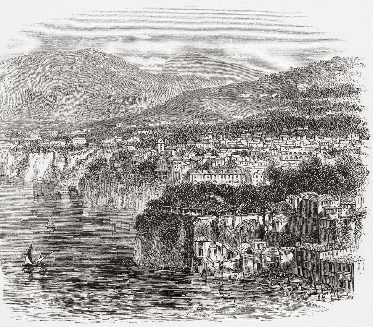 Vy över Sorrento, Kampanien, södra Italien, i slutet av 1800-talet. Från Italian Pictures av Rev. Samuel Manning, utgiven ca 1890. av Reverend Samuel Manning