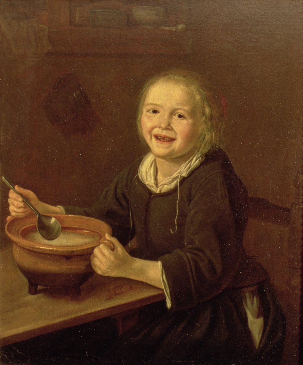 Pojke som äter gröt (olja på duk) av Reynier Fransz Hals