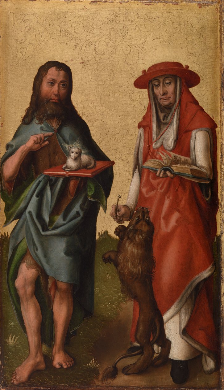 De heliga Johannes Döparen och Hieronymus av Rhenish Master
