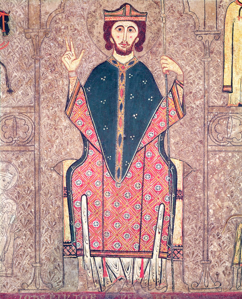 St. Martin av Tours, detalj från ett altare frontal från kyrkan Saint Martin, Chia, 1150-1200 (tempera på panel) (detalj av 498163) av Ribagorça Workshop Johannes Pintor