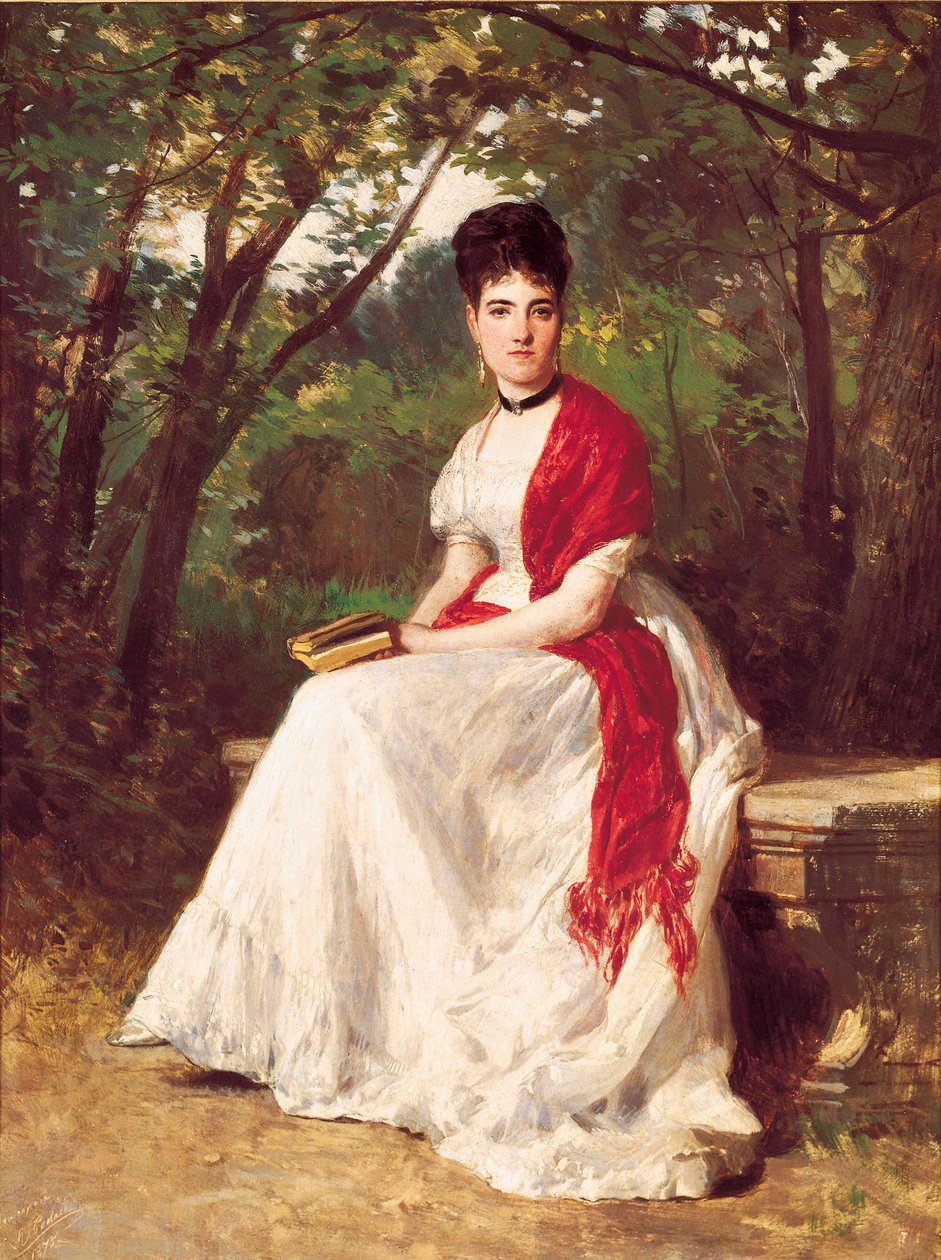 Porträtt av Teresa Vergara, målarens hustru. Målning av Ricardo Balaca och Ears-canseco (1844-1880). 1875. Madrid. Lazarus Galdiano Foundation. av Ricardo Balaca y Canseco