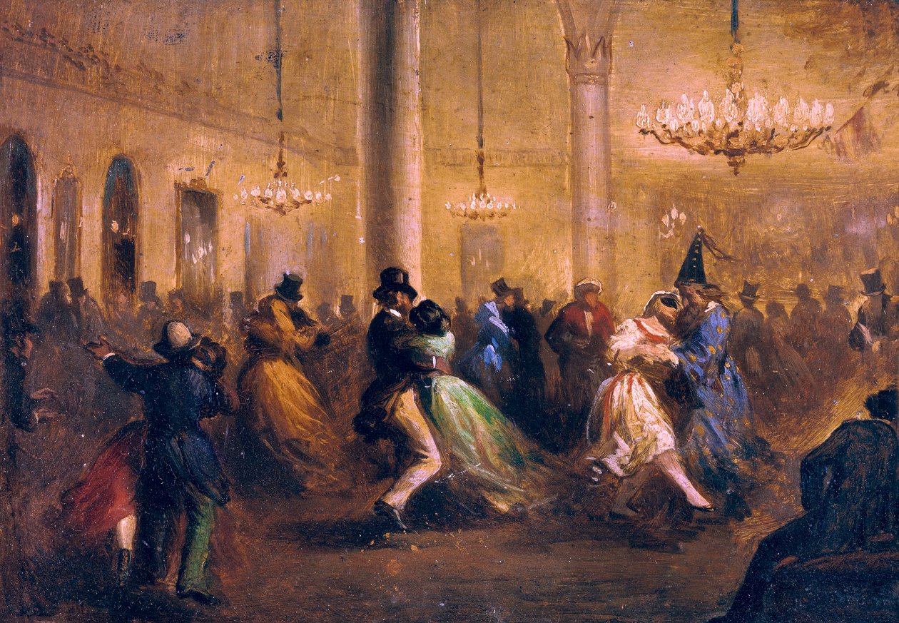 Baile de Capellanes, ca. 1860-1865 (olja på plåt) av Ricardo Balaca y Canseco