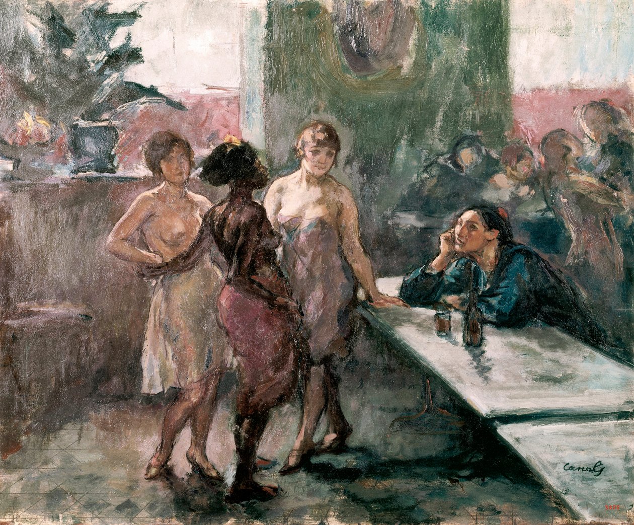 På värdshuset. Målning av Ricardo Canals Y Llambi (1876-1931) av Ricardo Canals y Llambi
