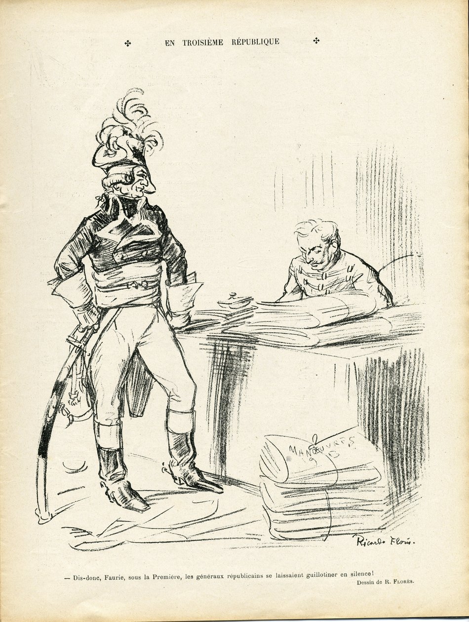 Illustration av Ricardo Flores (1878-1918) i Le Lire, 29/11/13 - I tredje republiken - Republiken Irland - Generalgeneraler, Baptiste Faurie (1853-1938) av Ricardo Flores