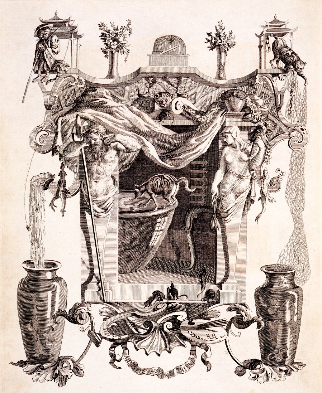 En favorit har ingen vän, illustration från "Thomas Grays sex dikter" av Thomas Gray, publicerad 1775 av Richard Bentley