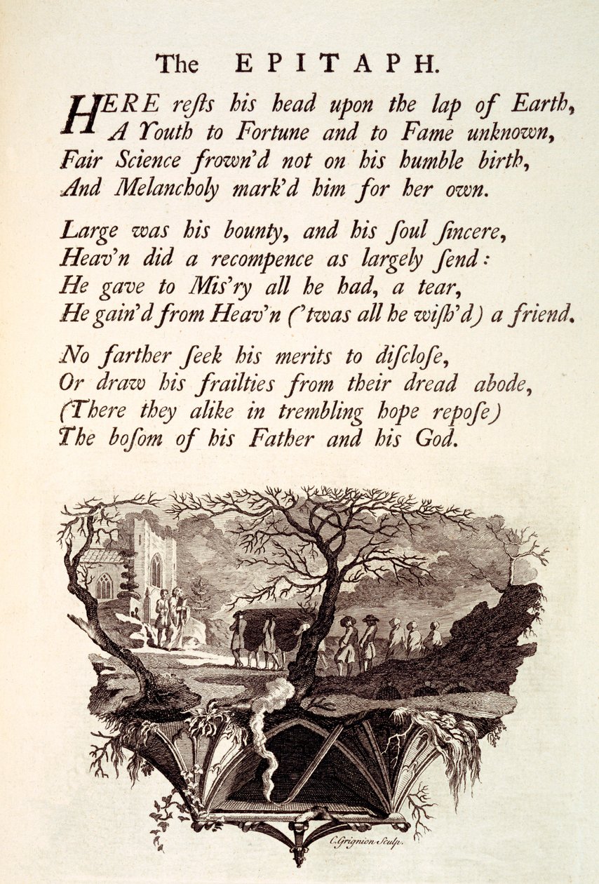 Epitafium, illustration från "Tomas Gray