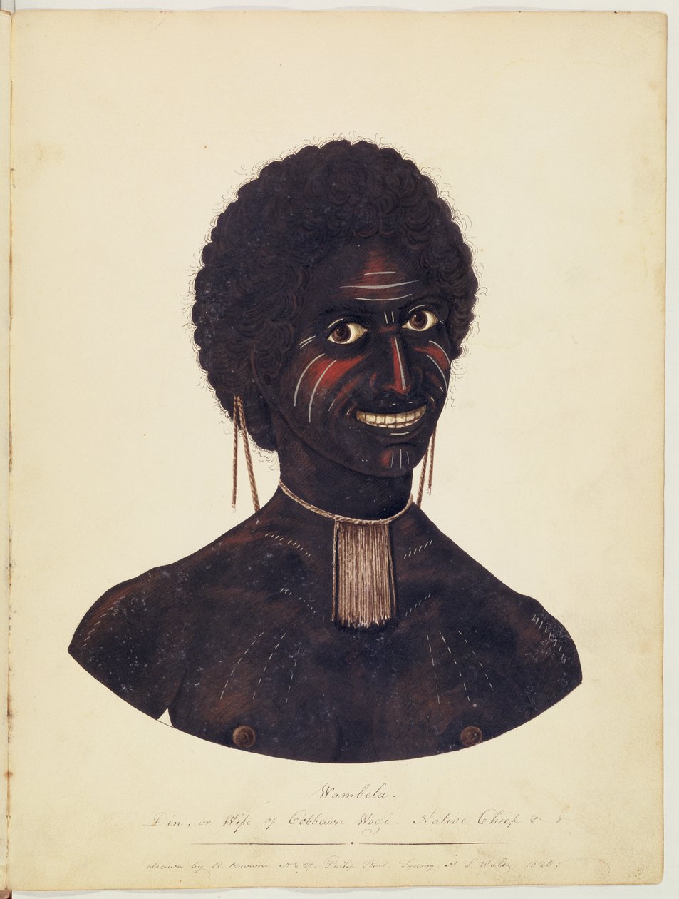 Wambela, hustru till Cobbawn Wogi, infödd hövding i Port Stephen, NSW, 1820 av Richard Browne