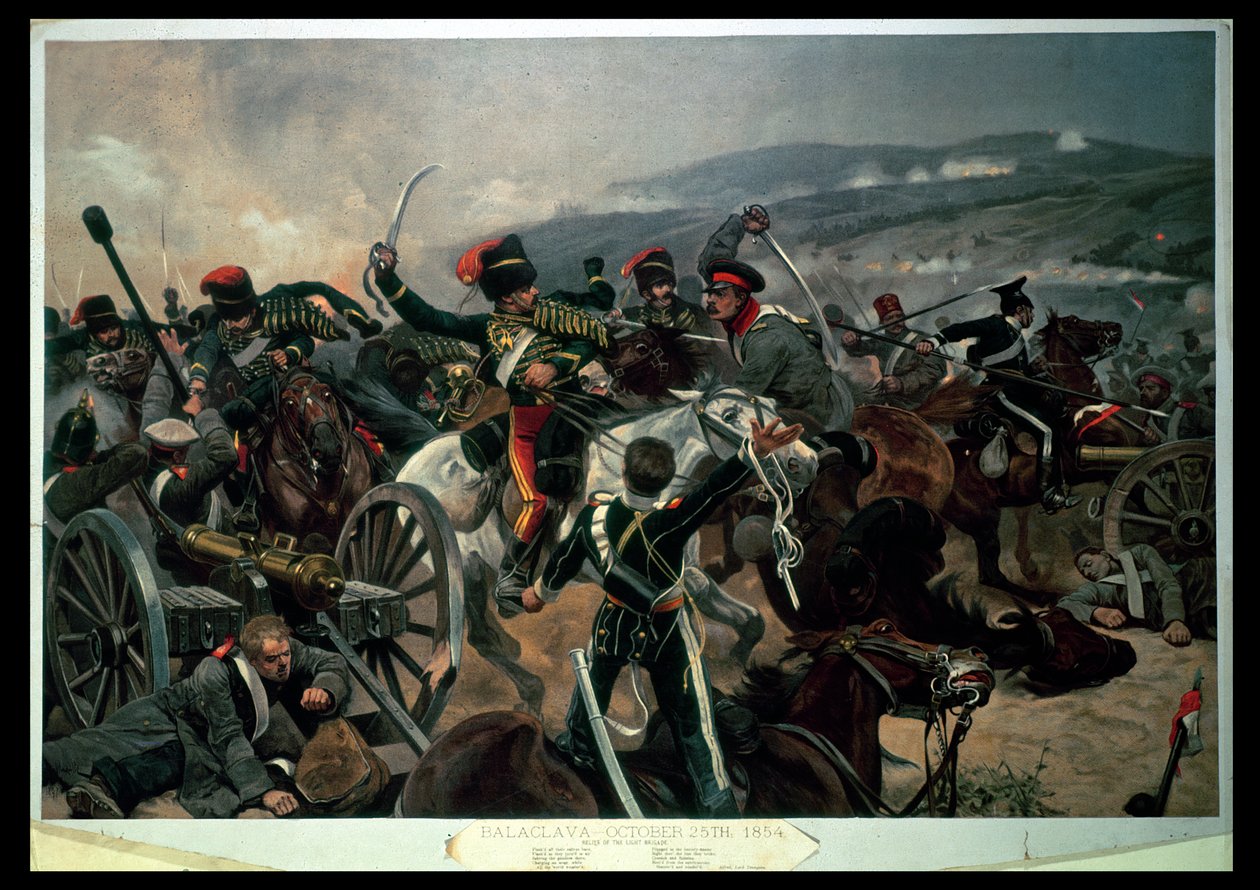 Slaget vid Balaclava, 25 oktober 1854, Relief of the Light Brigade (färgtryck) av Richard Caton Woodville junior
