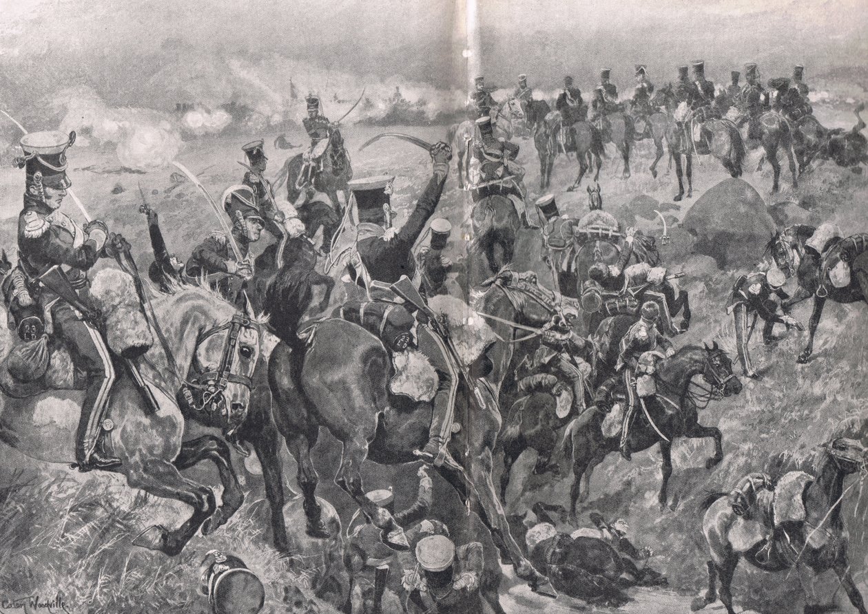 Anklagelsen av 23:e dragonerna mot de franska torgen i Talavera, illustration från 