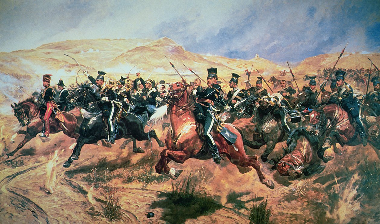 Den lätta brigadens anfall, Balaclava, 25 oktober 1854 av Richard Caton Woodville junior