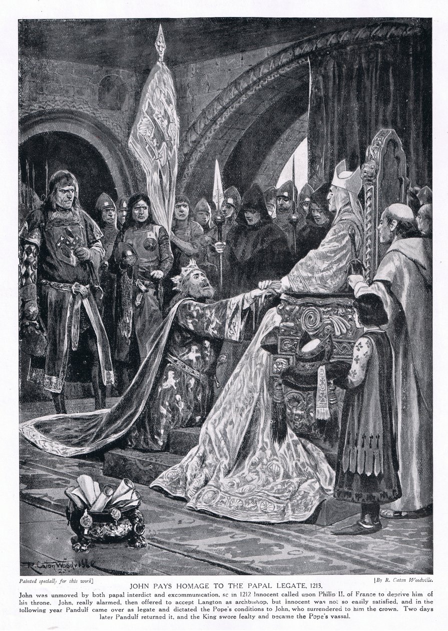 John hyllar den påvliga legaten AD1213, 1920-talet av Richard Caton Woodville junior