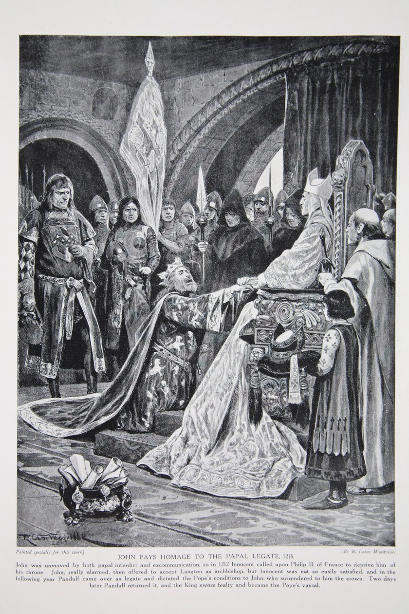 John hyllar den påvliga legaten, 1213, illustration från 