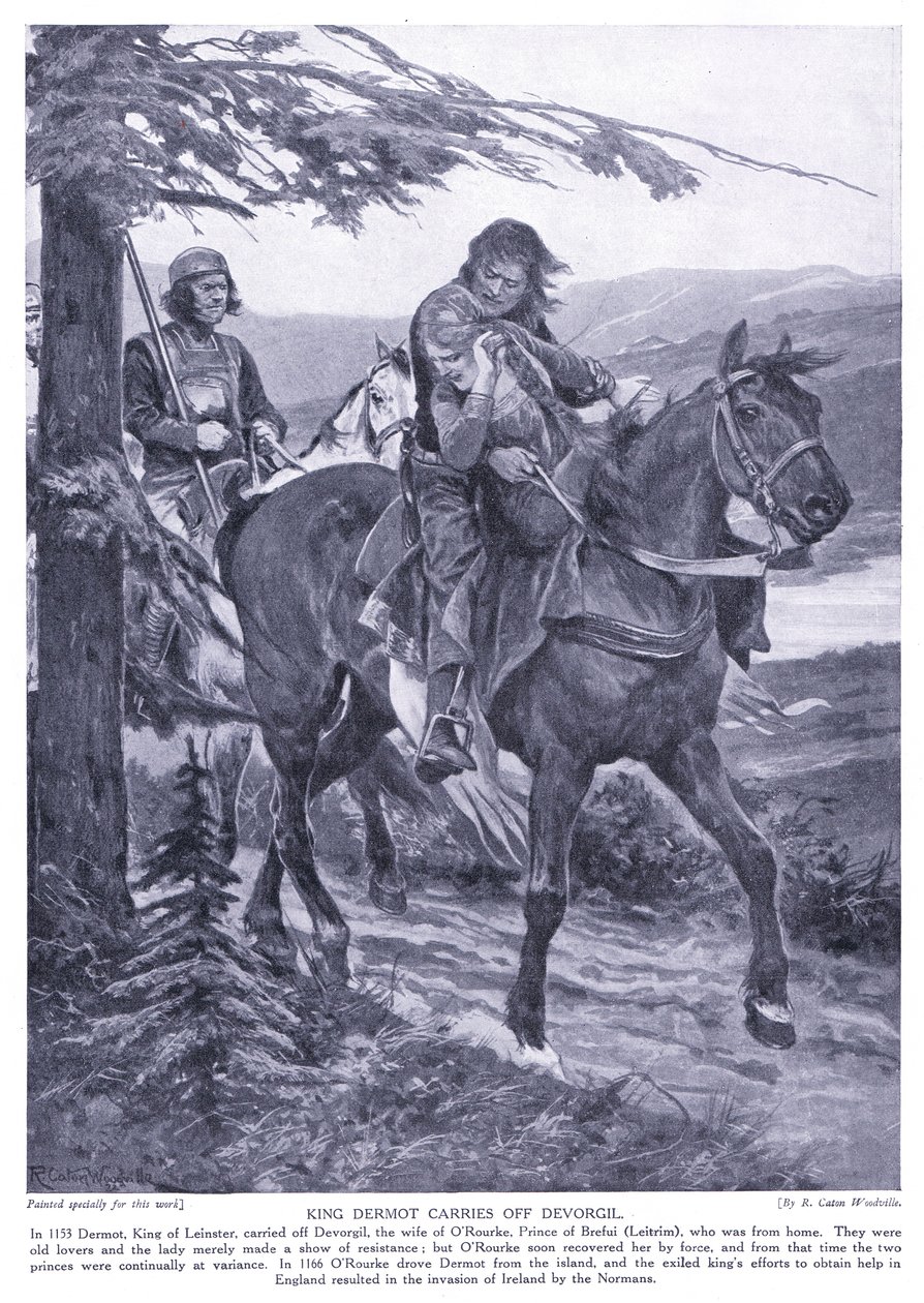 King Dermot bär devorgil, 1920-talet av Richard Caton Woodville junior