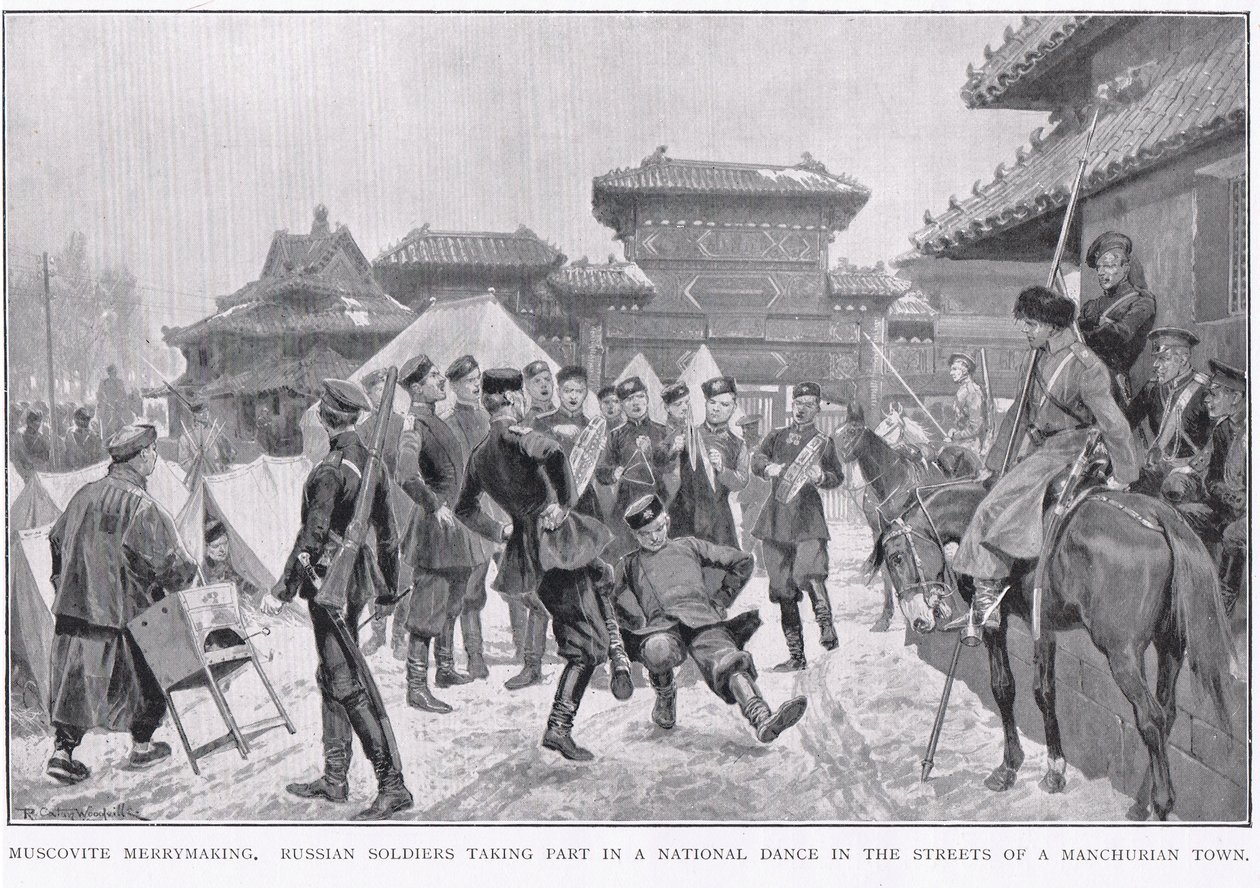 Muscovite Merrymaking under det rysk-japanska kriget av Richard Caton Woodville junior