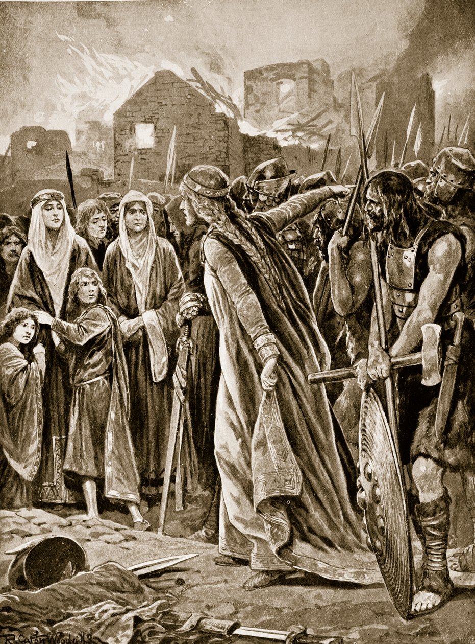 Fångar före Ethelfled efter stormningen av Brecon, illustration från 