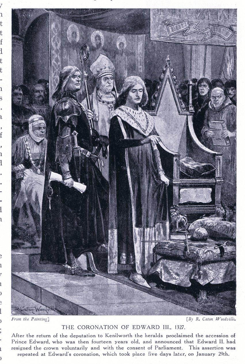 Kröningen av Edward III AD1327, 1920-talet av Richard Caton Woodville junior