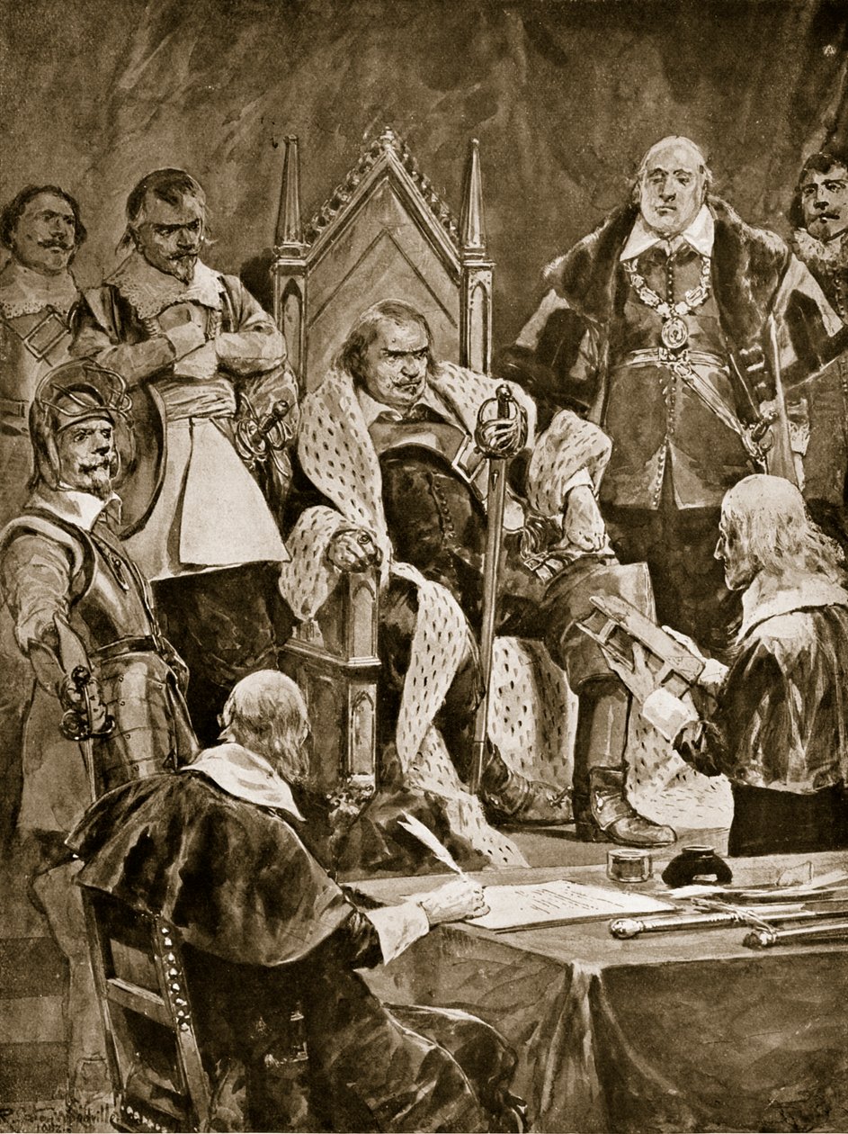 Cromwells installation som protektor, 1657, illustration från "Hutchinson