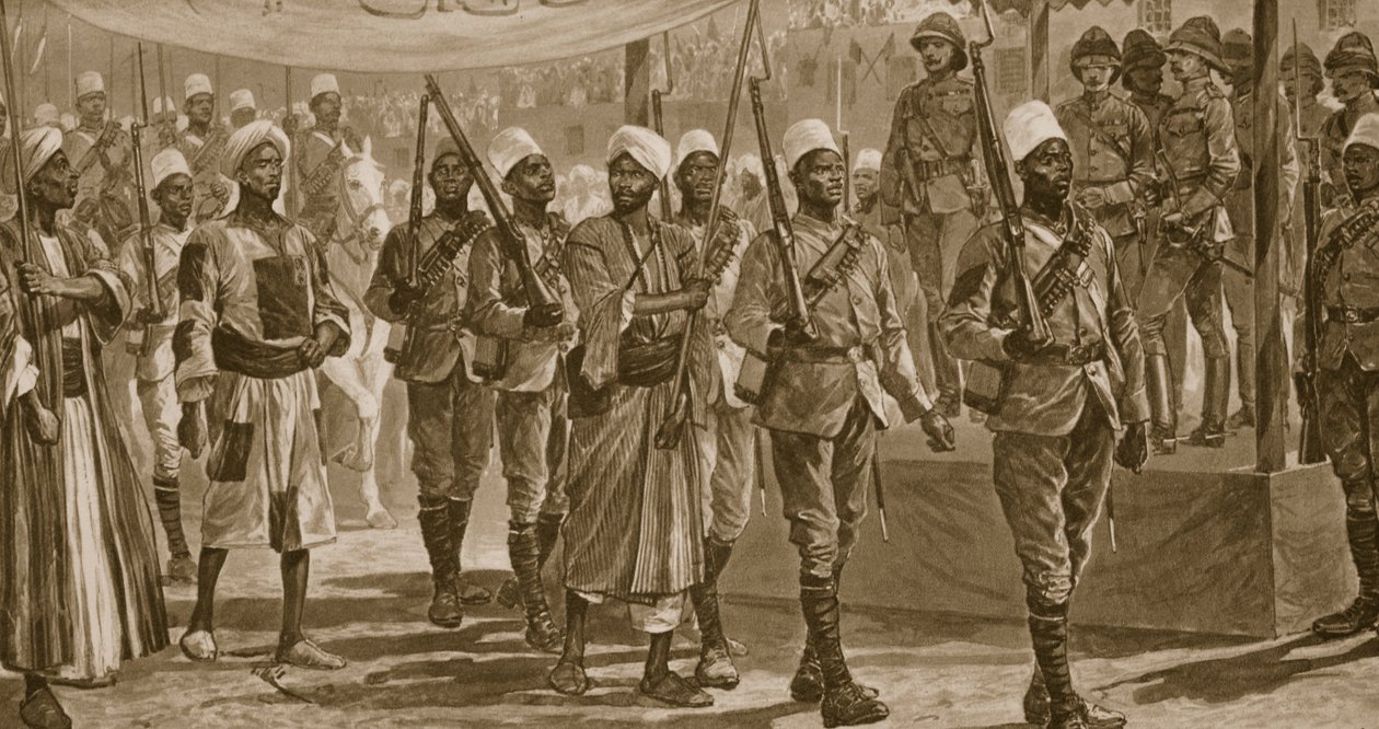 Lord Kitcheners erövring av Soudan, 1896-98 - Mahmoud, Khalifans överlöjtnant, tillfångatagen efter slaget vid Atbara, från "The Illustrated London News", 1901 av Richard Caton Woodville