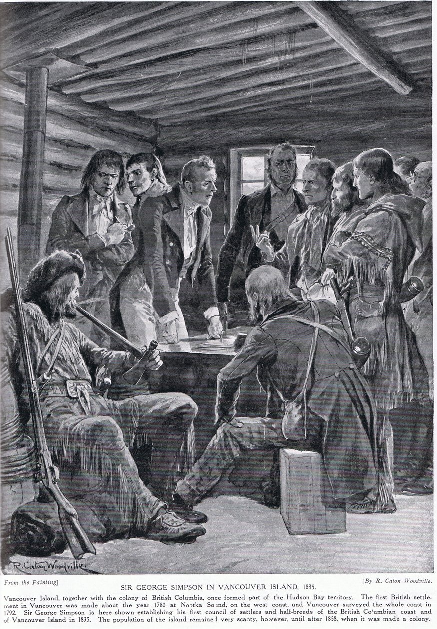Sir George Simpson på Vancouver Island, 1855, illustration från 