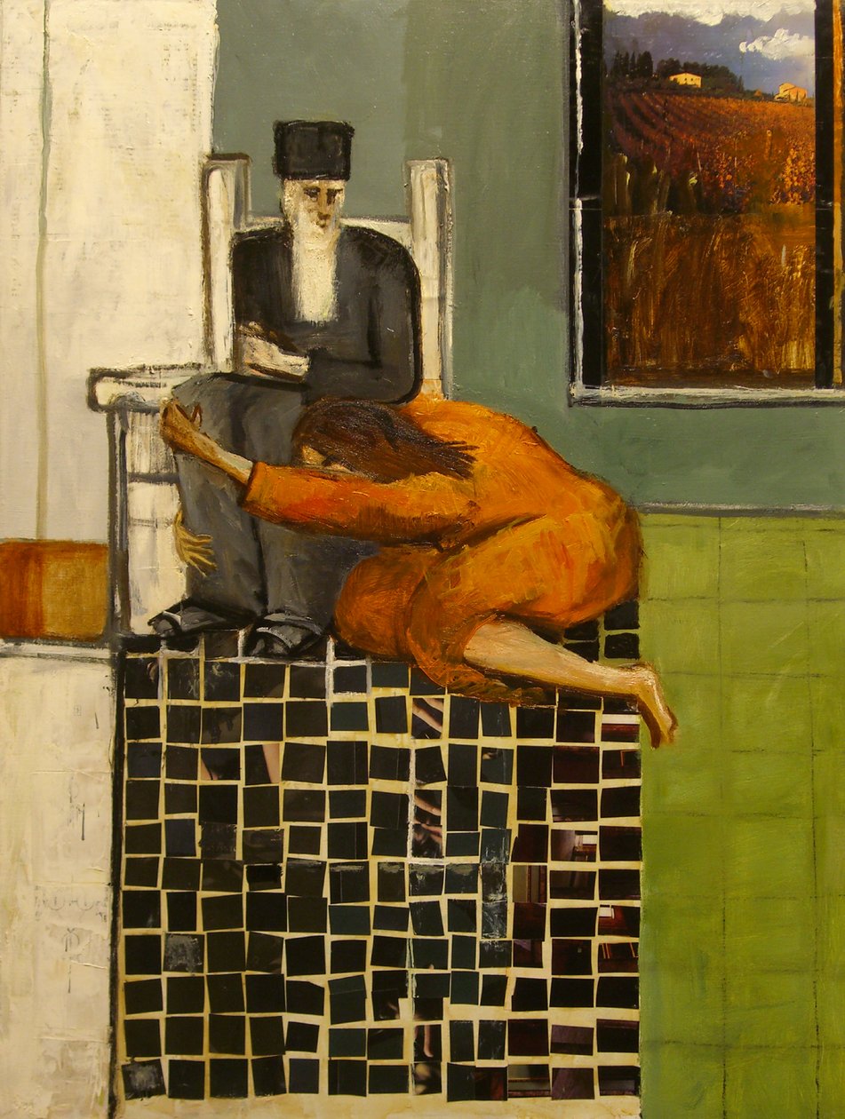 Elisha, 1999 (oil & collage on canvas) av Richard Contemporary Artist Mcbee