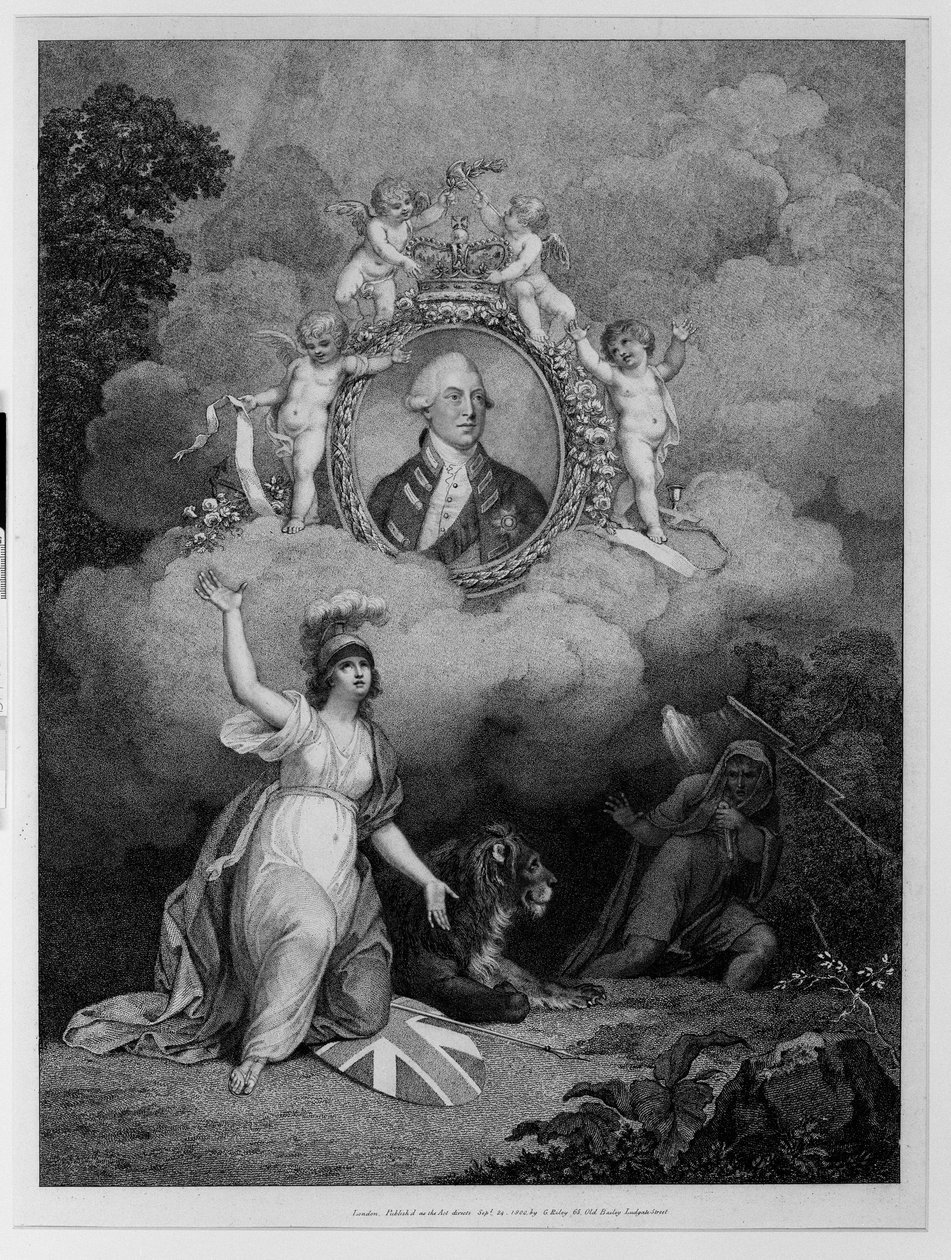 King George III (1738-1820), na vaneina e Francis Bartolozzi (1727-1815) 1802 (tusiga togitogi) av Richard Corbould
