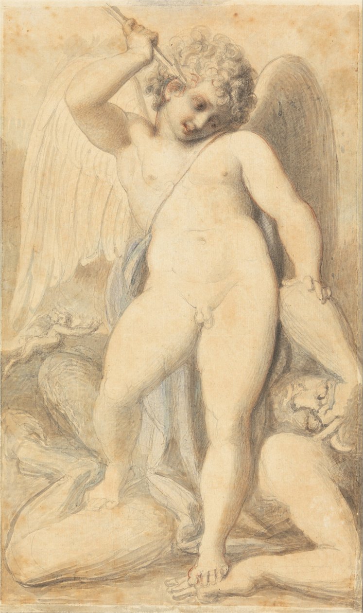 Amor överväldigande en satyr av Richard Cosway