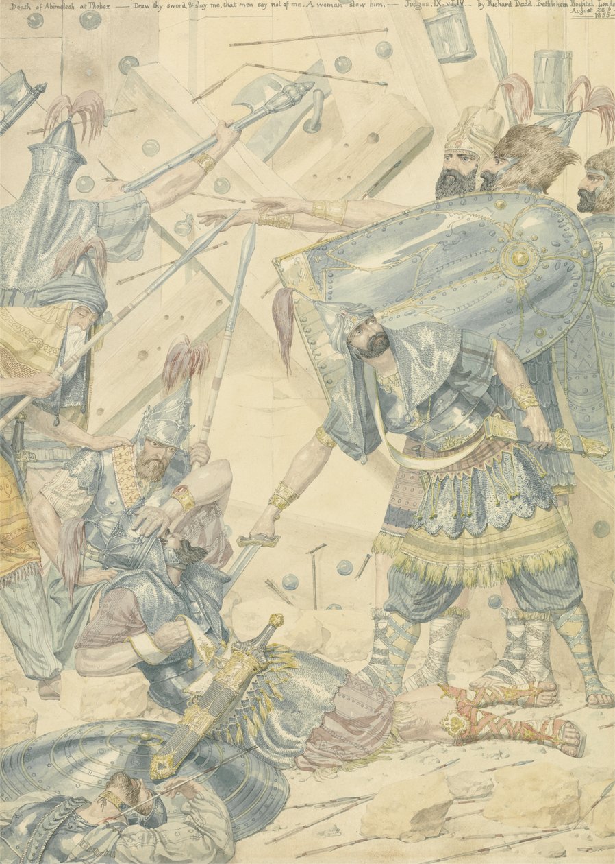 Abimeleks död i Thebez, 1855 (wc över grafit på papper) av Richard Dadd