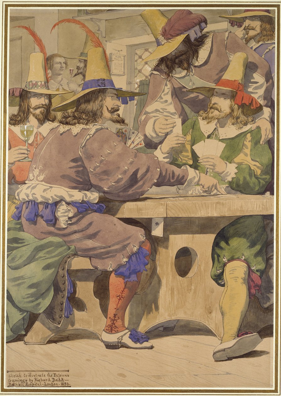 Gaming, skiss som illustrerar passionerna, 1853 av Richard Dadd