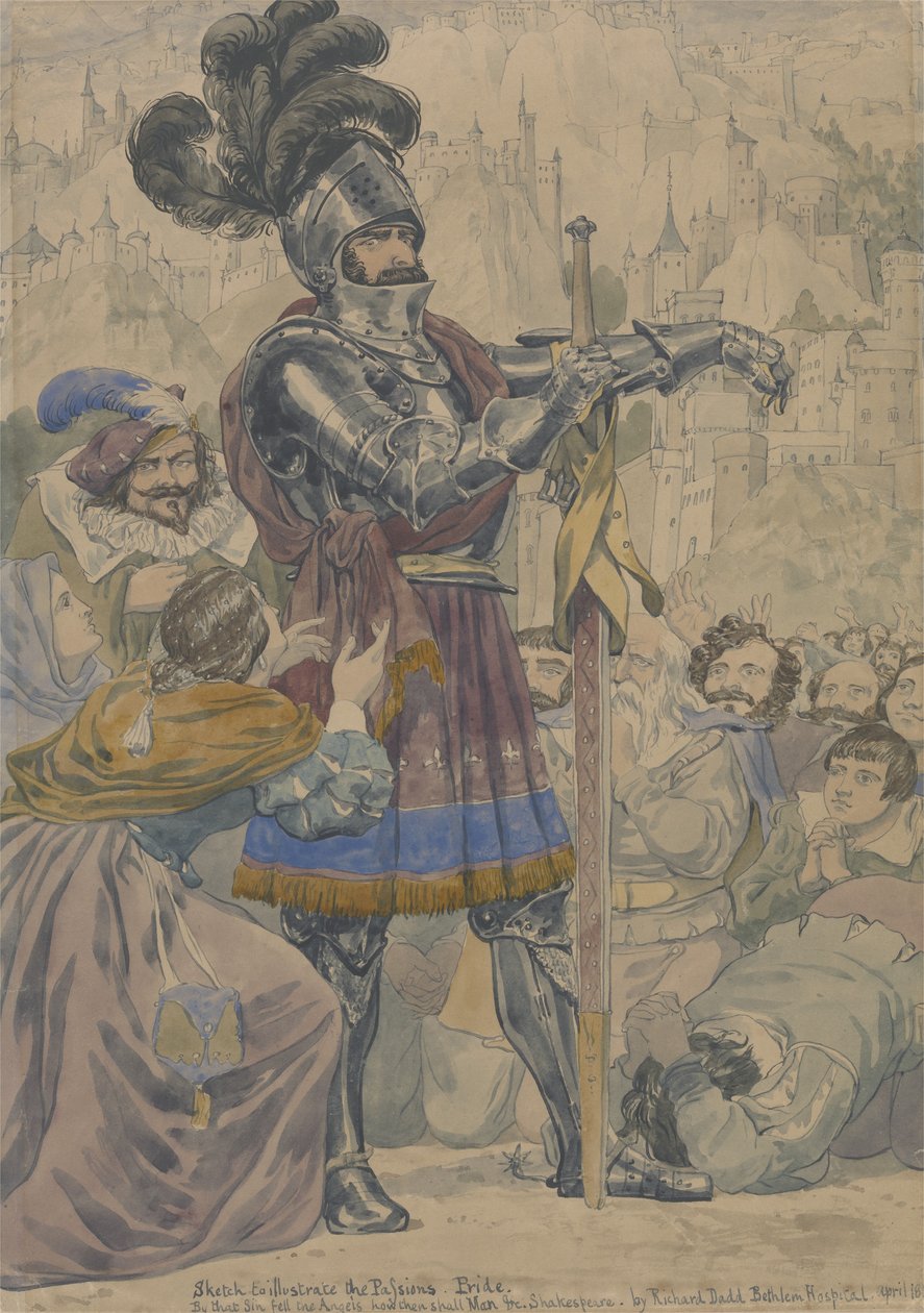 Sketch to Illustrate the Passions: Pride, c.1853-55 (wc, penna och grafit på papper) av Richard Dadd