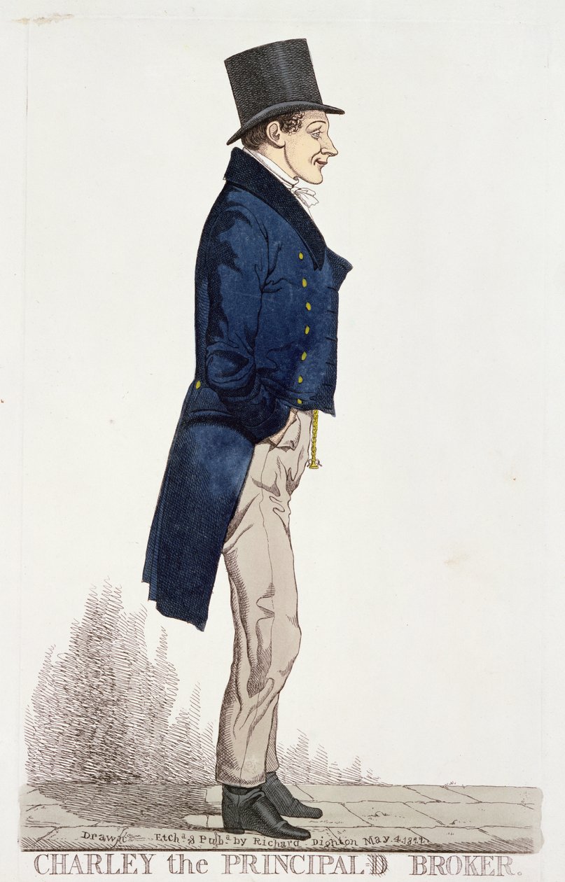 Charlie the Principal Broker, 4 maj 1822 (färgad etsning) av Richard Dighton