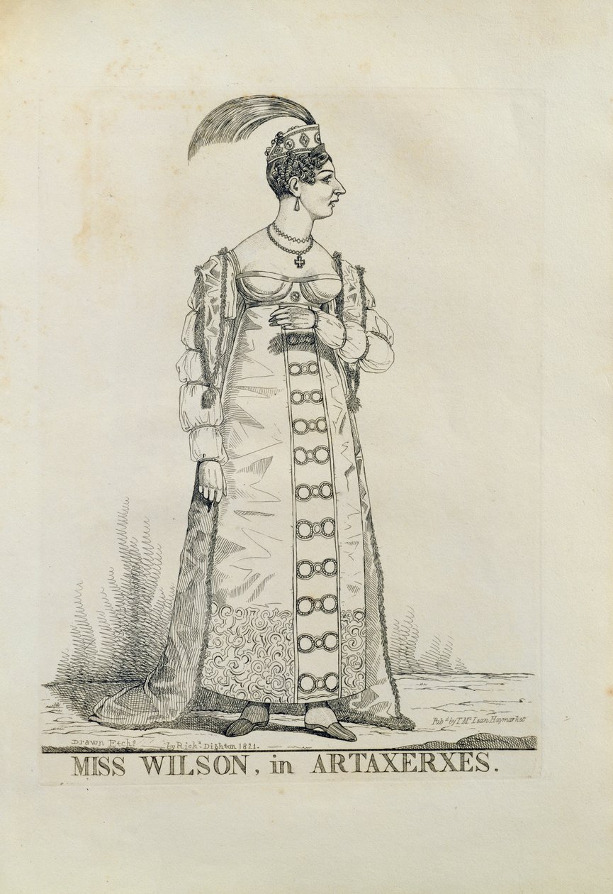 Miss Wilson i Artaxerxes, 1821 (linjestick) av Richard Dighton