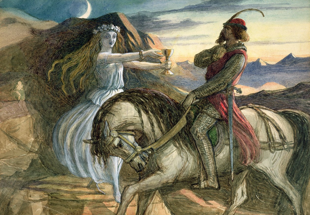 En älva och en riddare (penna, wc och kroppsfärg på papper) av Richard Doyle