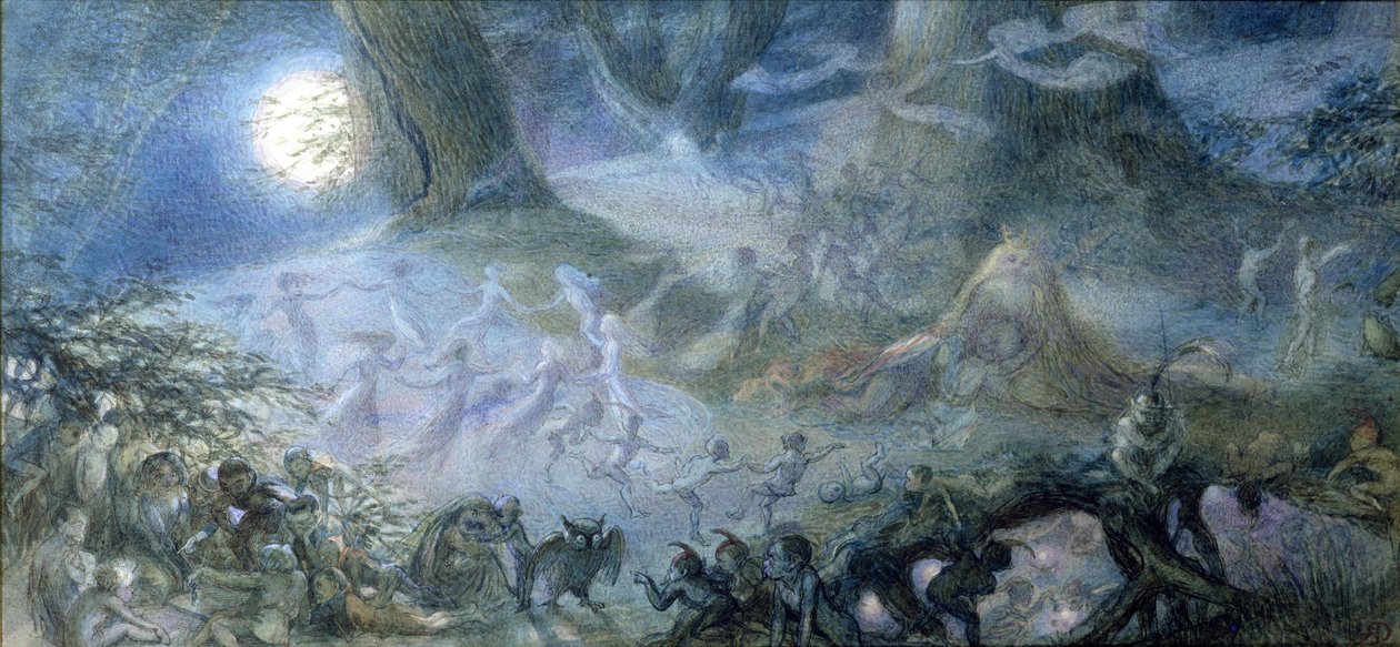 Dansande älvor (penna, bläck och wc på papper) av Richard Doyle