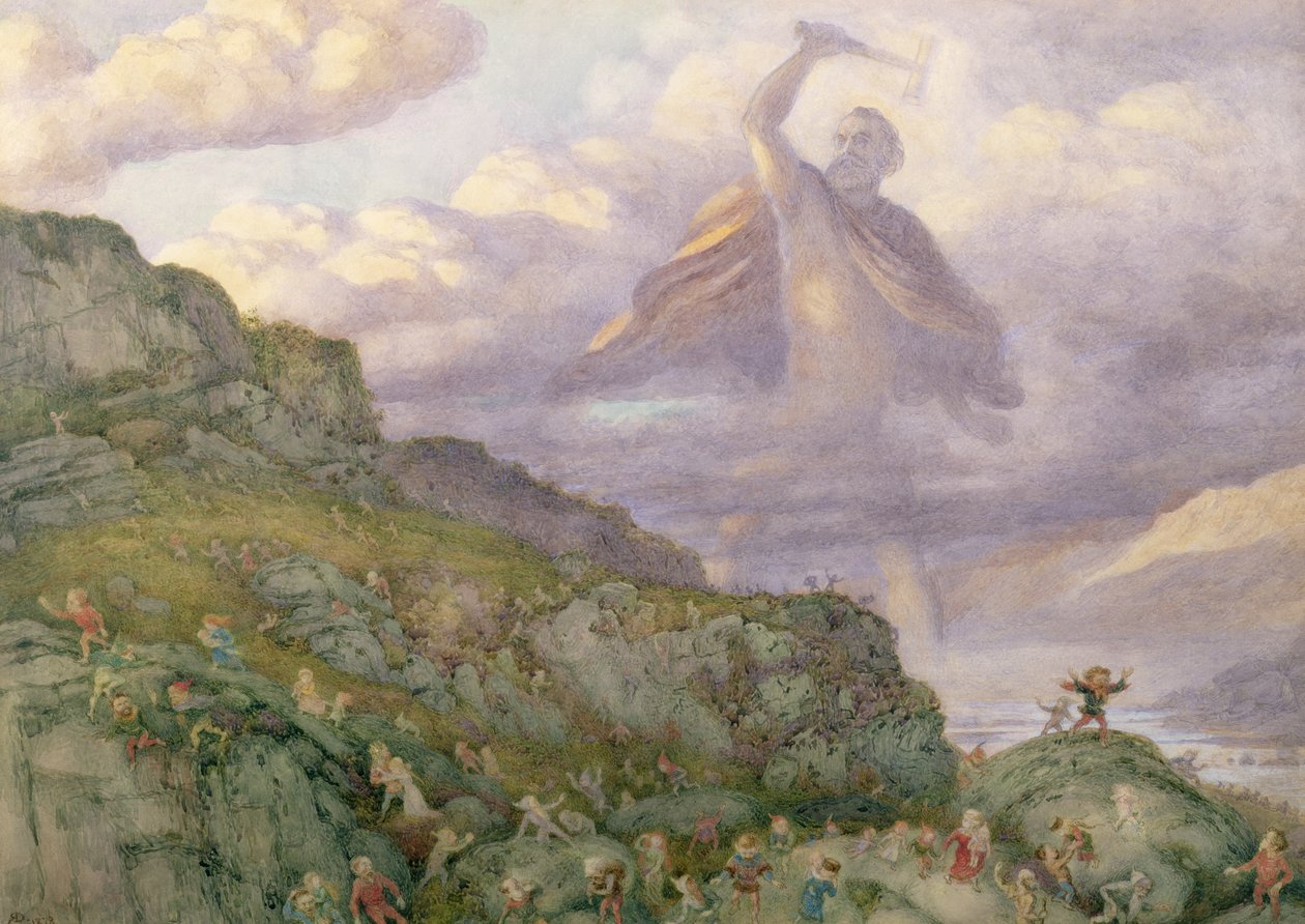 Gud Tor jagar dvärgarna, 1878 av Richard Doyle
