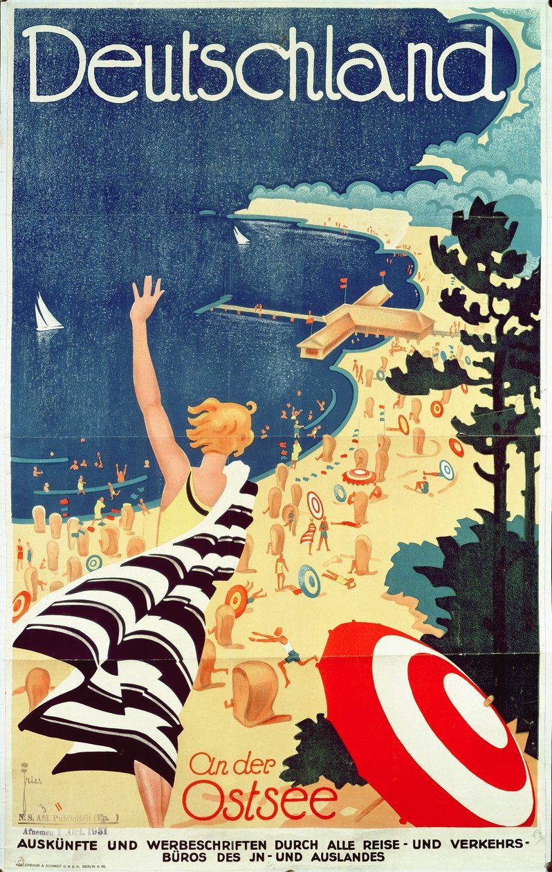 Tyskland: vid Östersjön, ca 1930 (färglitografi av Richard Friese